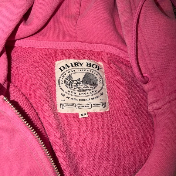 Dairy Boy pink MILK BOTTLE CROPPED ZIP UP size xs - Picture 3 of 5